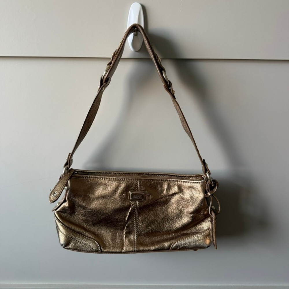 Vintage The Sak Shoulder Bag Women Bronze Metallic Leather Baguette Y2K Hobo